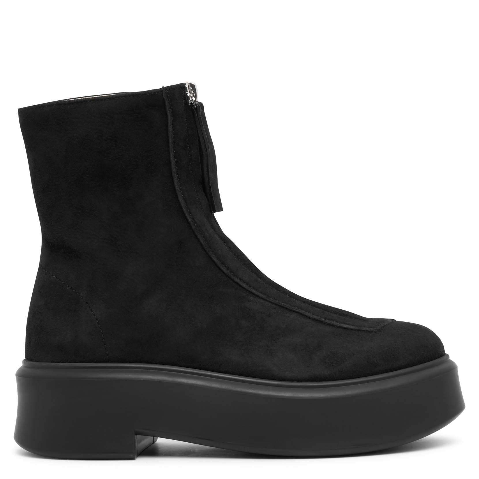 Shop The Row Zipped I Black Suede Ankle Boots