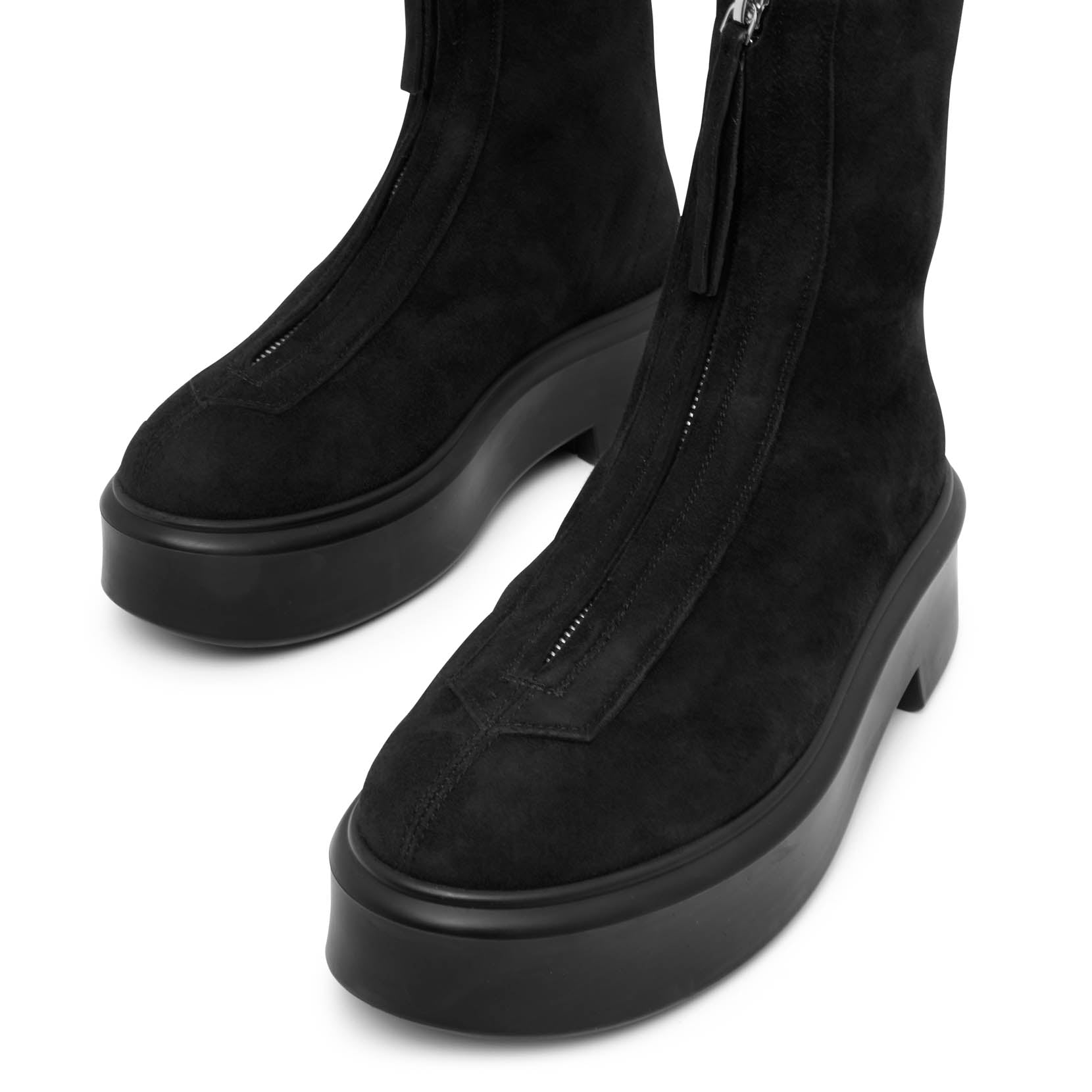 Shop The Row Zipped I Black Suede Ankle Boots