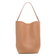 Large N/S beige leather tote bag