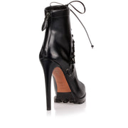 Black leather lace-up ankle boot