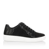 Black suede laser-cut sneaker