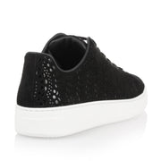 Black suede laser-cut sneaker