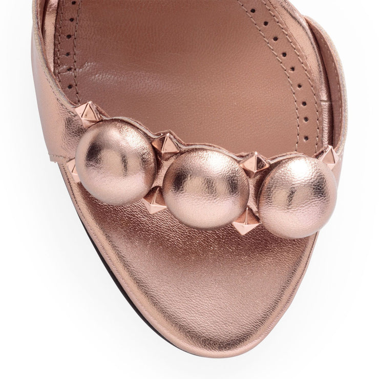 Bronze metallic leather bomb sandals