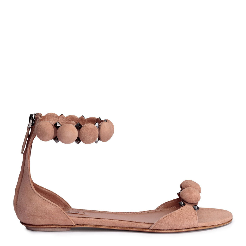 Gasia Camel Suede Leather Flat Thong Sandals