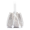 White laser-cut leather bucket bag