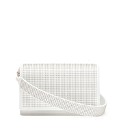 White leather studded cross-body bag