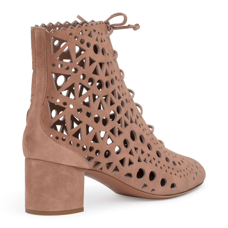 Beige 50 suede cut out boots