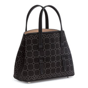 Black suede studded mini tote bag