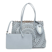 Mina medium grey flower tote