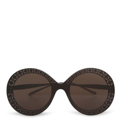 Round-frame metal brown sunglasses