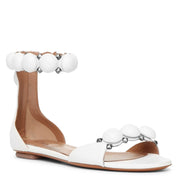 Bombe white calf leather flat sandals