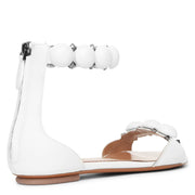 Bombe white calf leather flat sandals