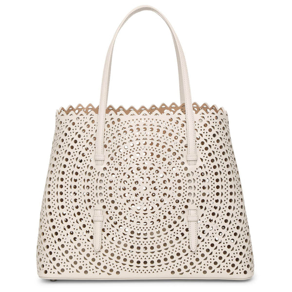 MINA♫ ALAIA Mina 32 Tote Bag in Vienne Perforated Leather | Neiman