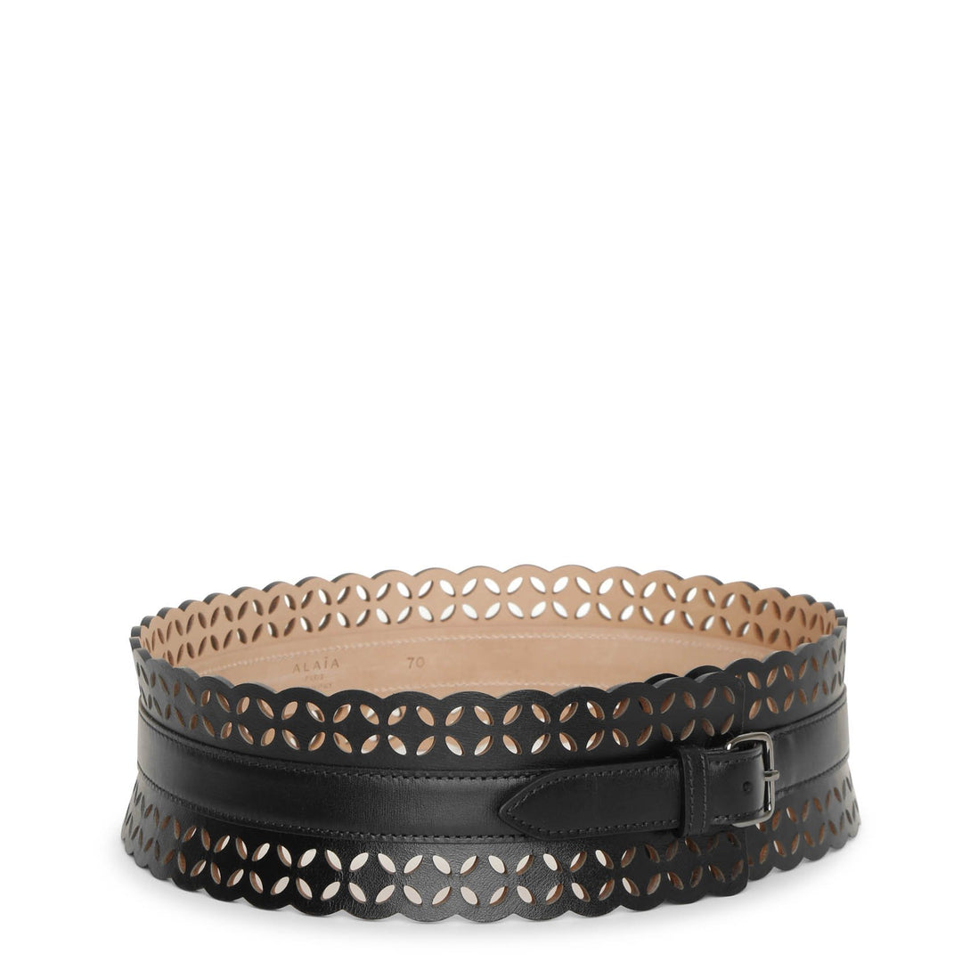 ベルト ALAIA FW25 Belts (AA1C331MCA332 999) Alaia | Laser cut black leather belt | Savannahs