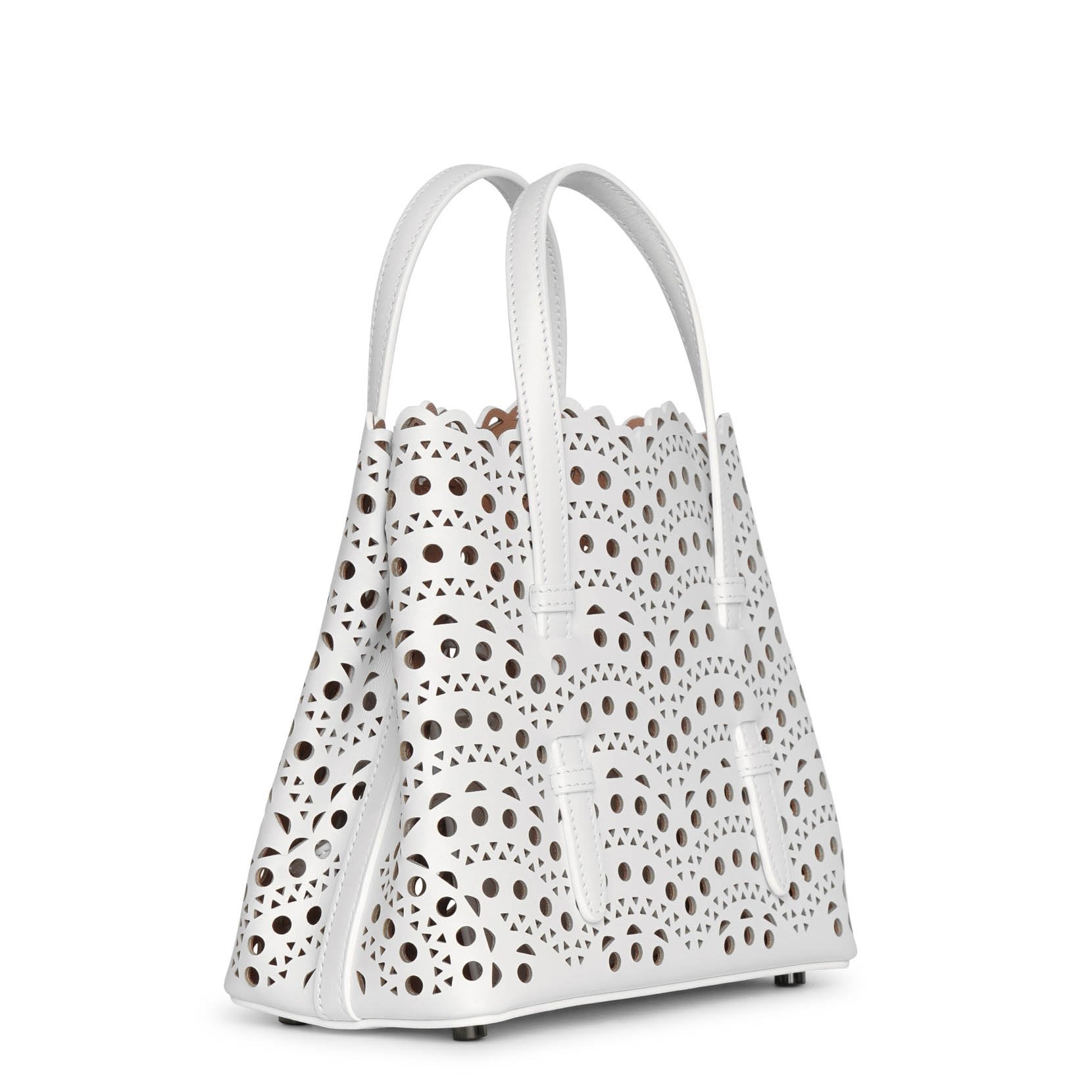 Mina 20 vienne vague white leather tote bag