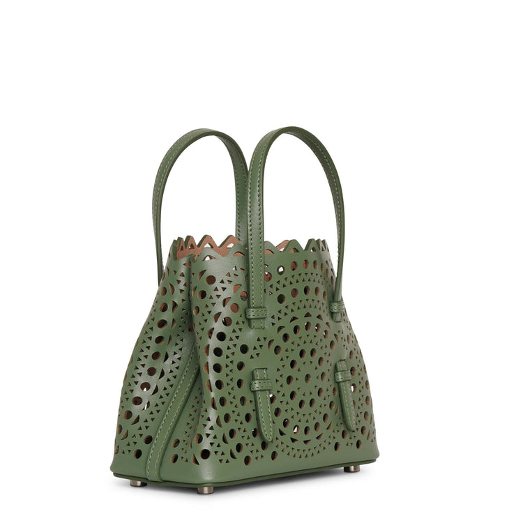 Mina 16 aloe green leather tote bag