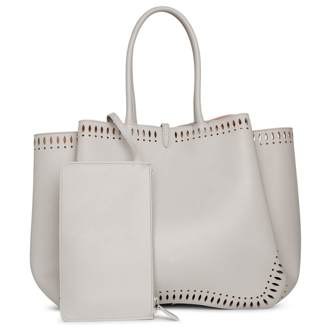 k*n様 新品未使用　ALAÏA　CANVAS TOTEBAG Le Teckel leather-trimmed canvas tote bag in beige - Alaia