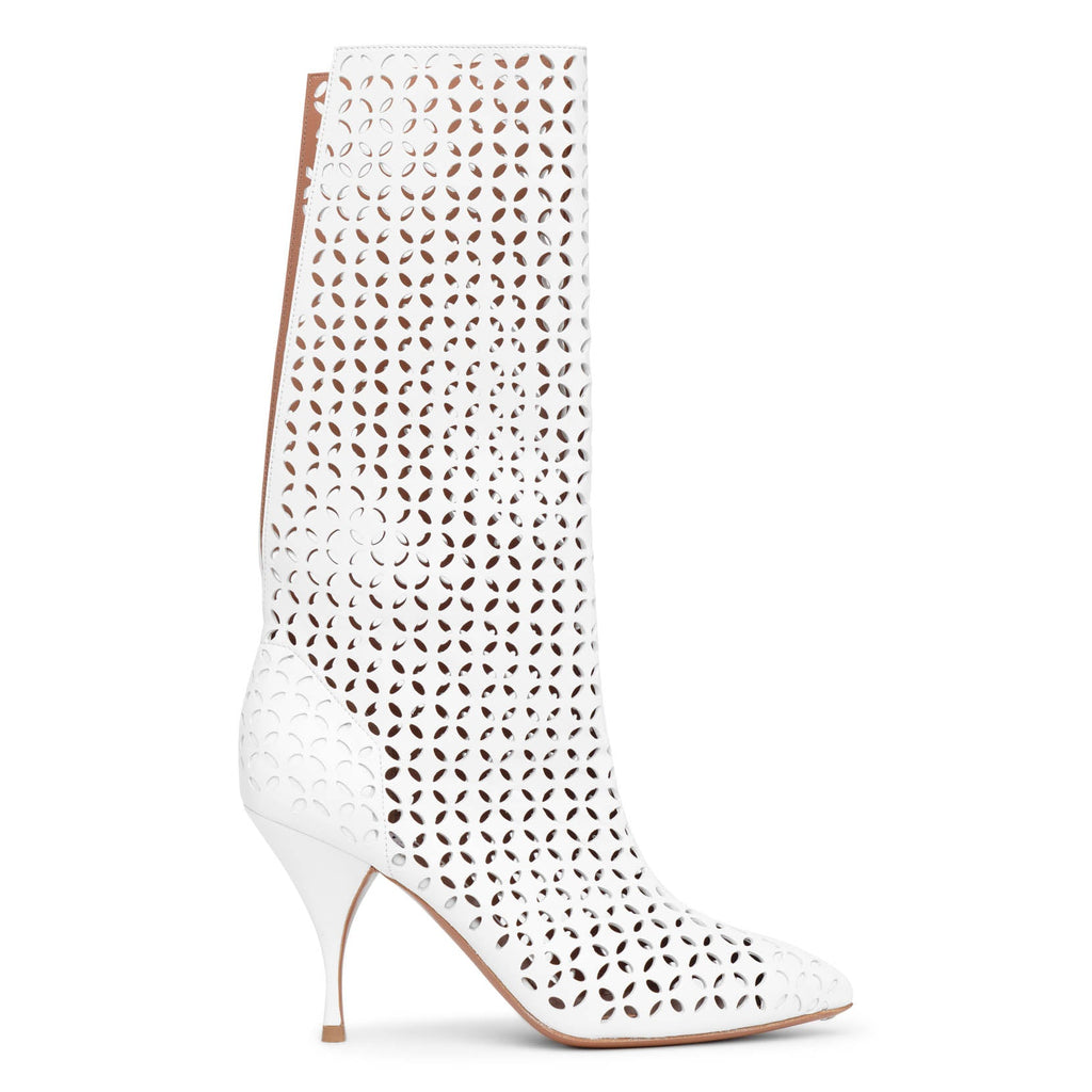 Vienne white leather boots