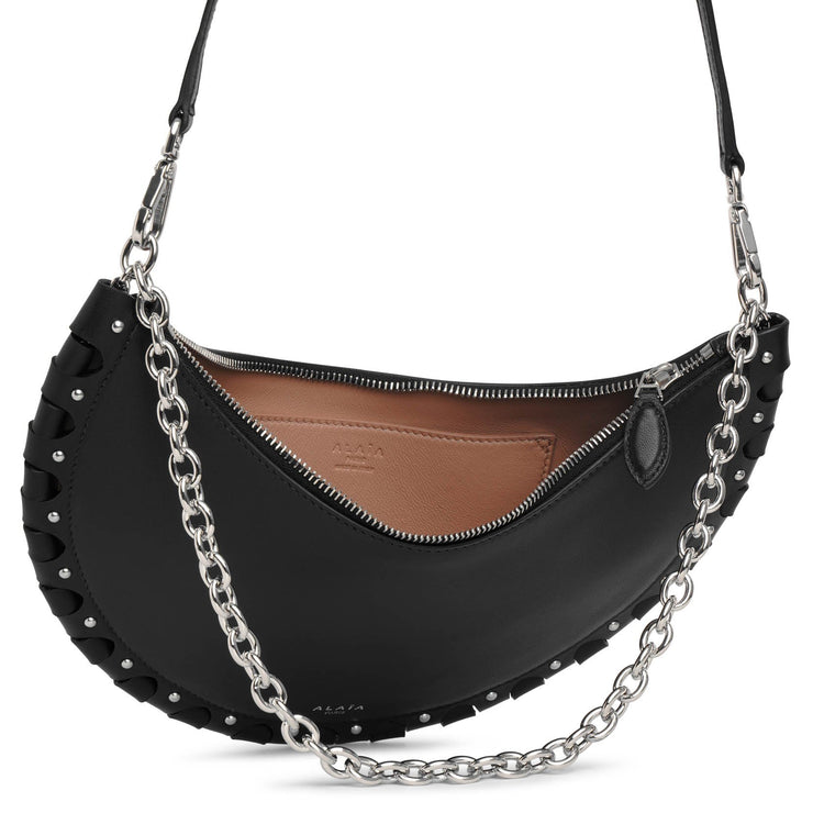 Le Demi Lune Small Leather Shoulder Bag in Pink - Alaia