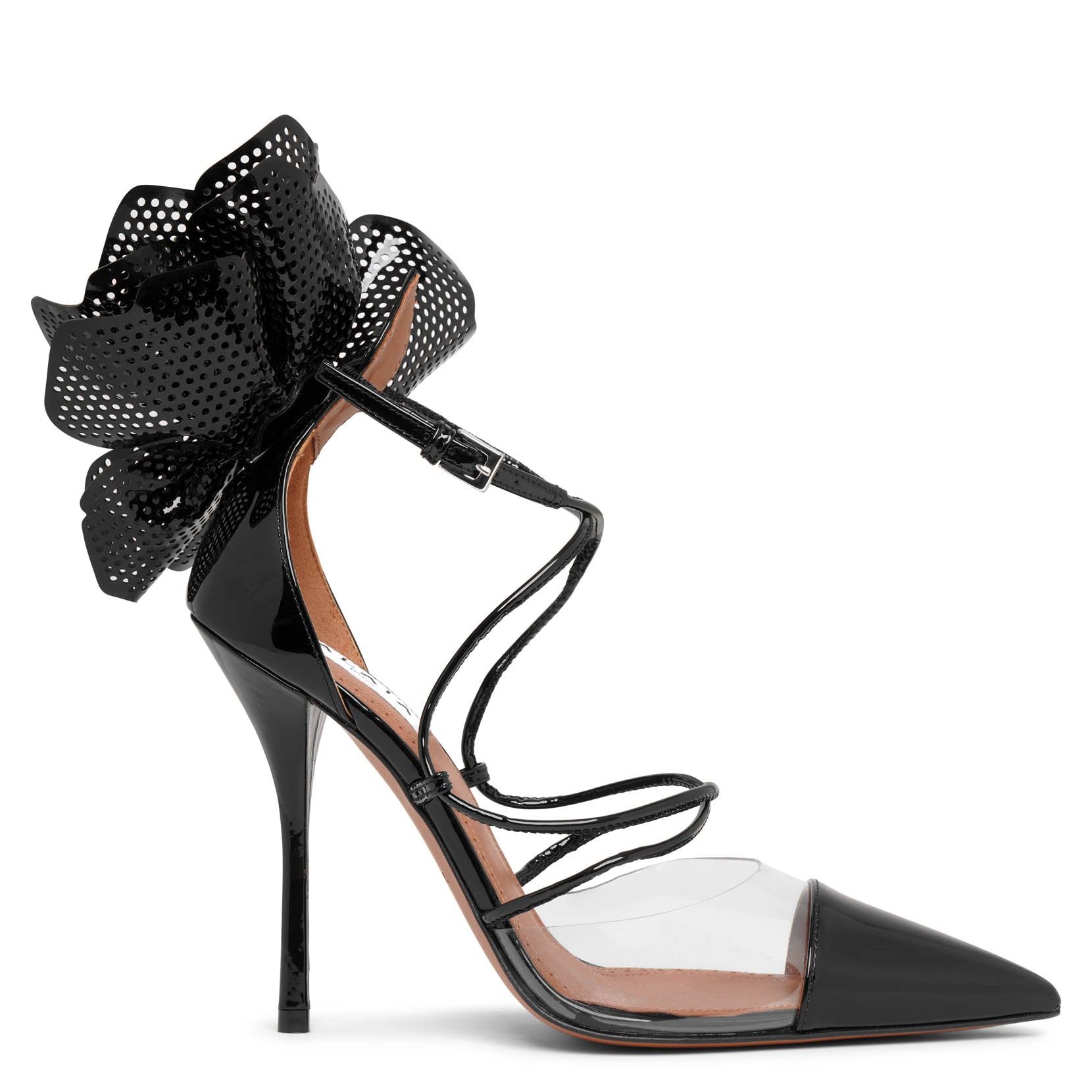【関税&送料込】Alaia D Orsay Pumps In Mesh And Patent Leath Alaia Black Leather Metal Detail D'Orsay Pumps Size 38 Alaia