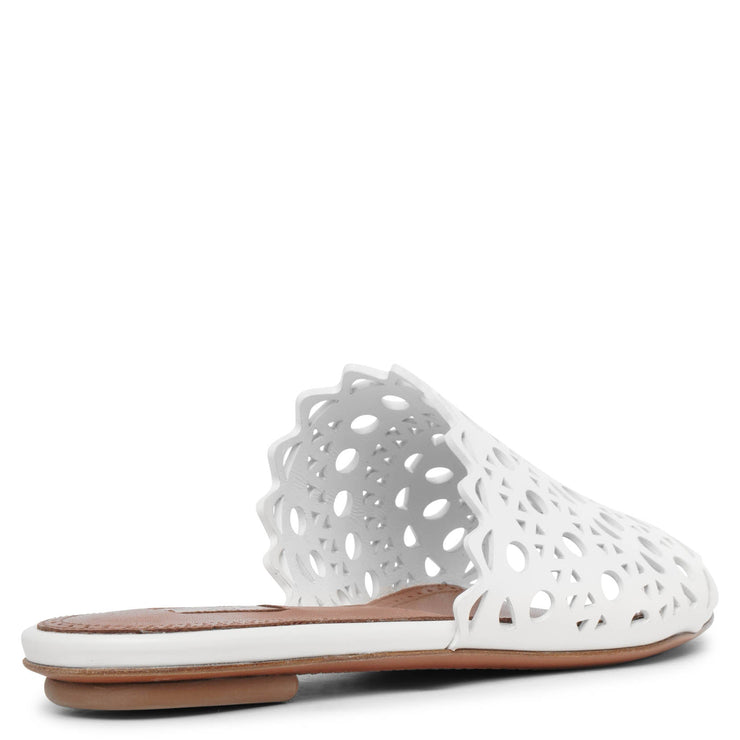 Vienne white leather mules