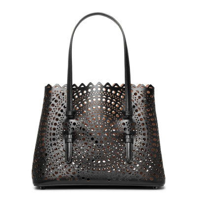 Mina 25 vienne circulaire black leather tote bag