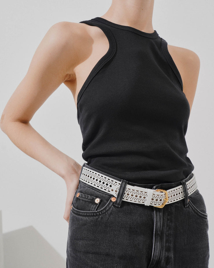 Neo leather corset belt in white - Alaia