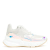 Holographic and off white leather sneaker
