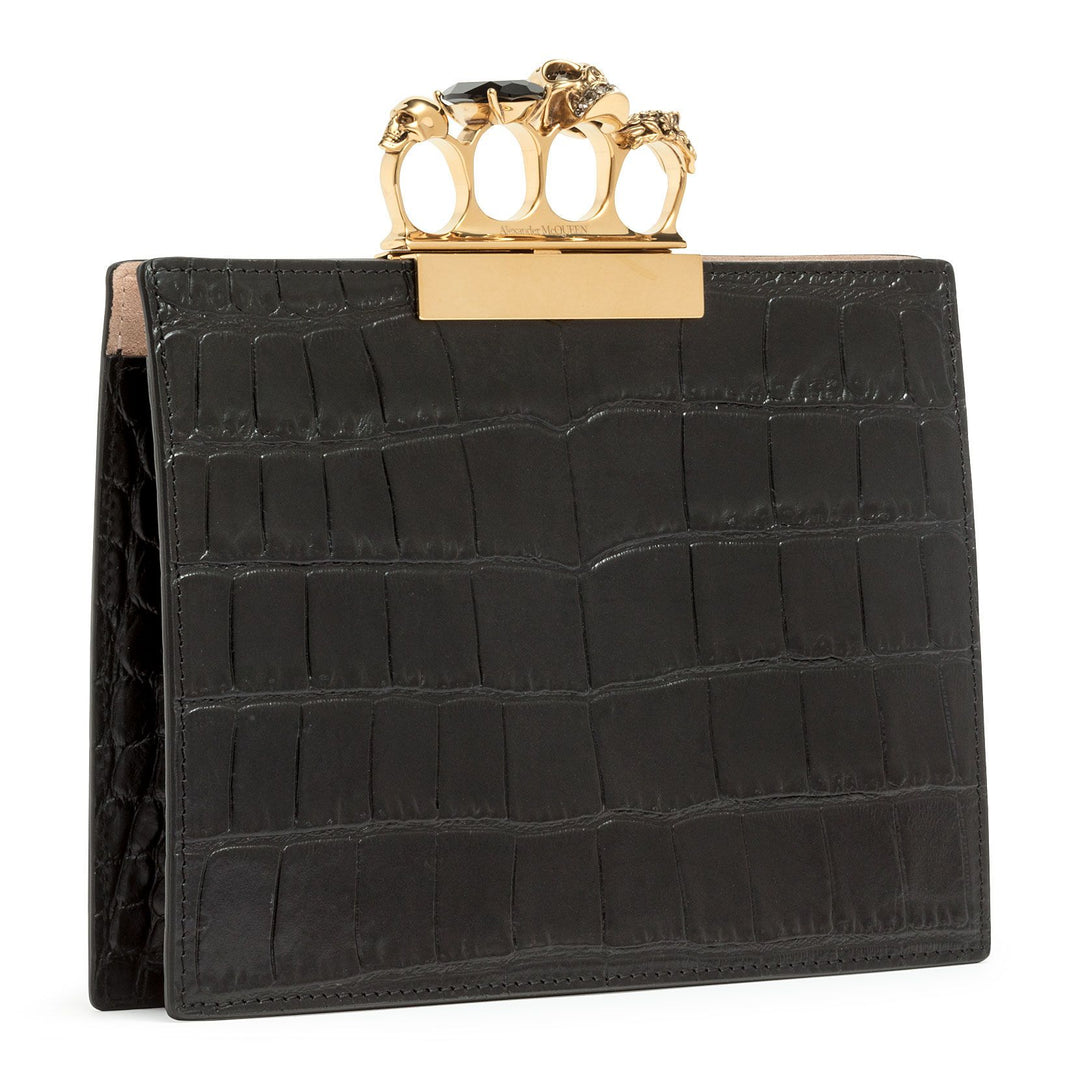 Alexander McQueen | Four Ring Pouch black leather clutch