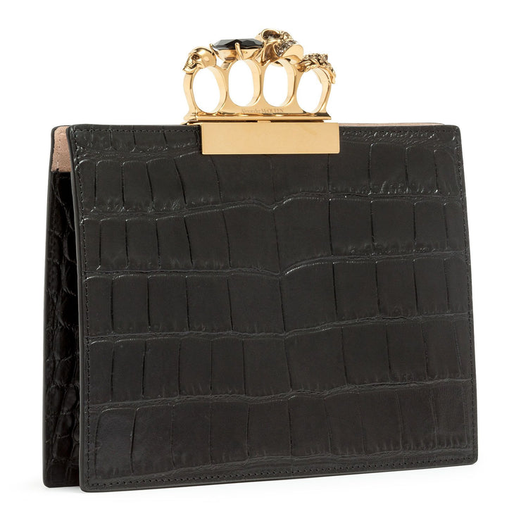 Four Ring Pouch black leather clutch