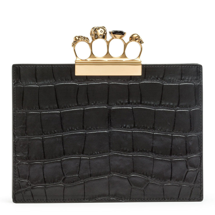 Four Ring Pouch black leather clutch