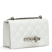 Quilted jewelled ivory satchel