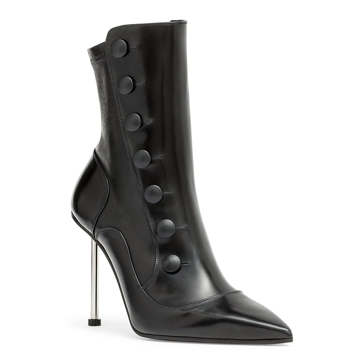 Victorian black leather high heel boot