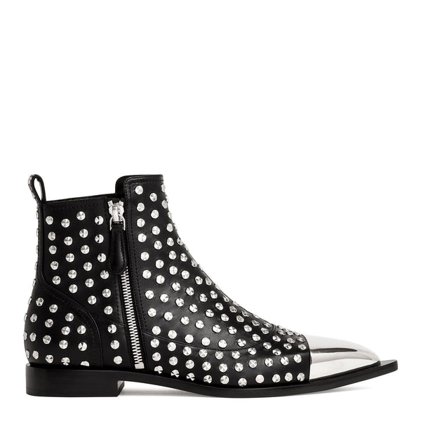Alexander McQueen | Black leather studded ankle boots