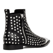 Black leather studded ankle boots