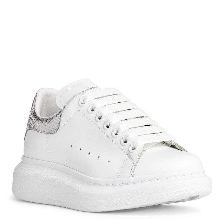 White and silver leather sneakers