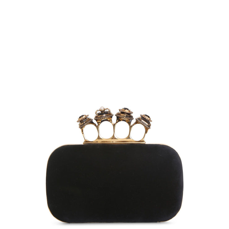 Spider jewelled four ring box clutch