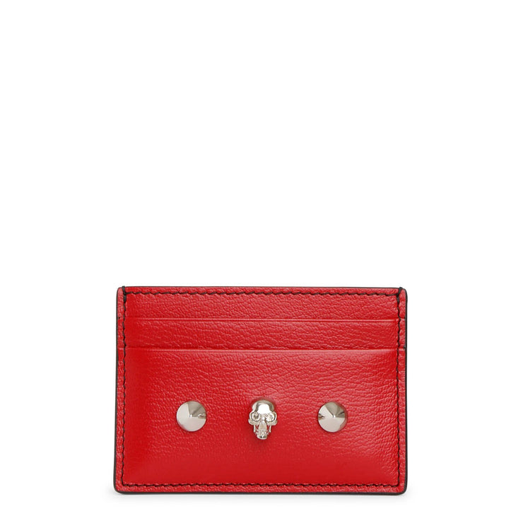 Red skull and stud card holder