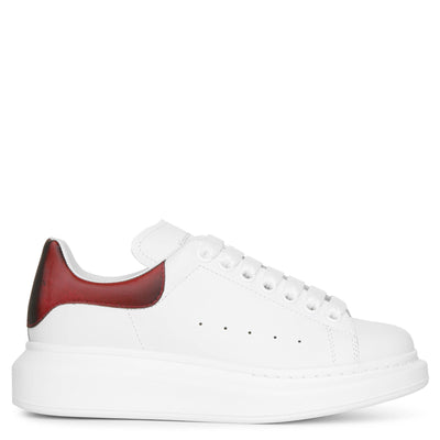 White and lust red leather sneakers