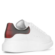 White and lust red leather sneakers