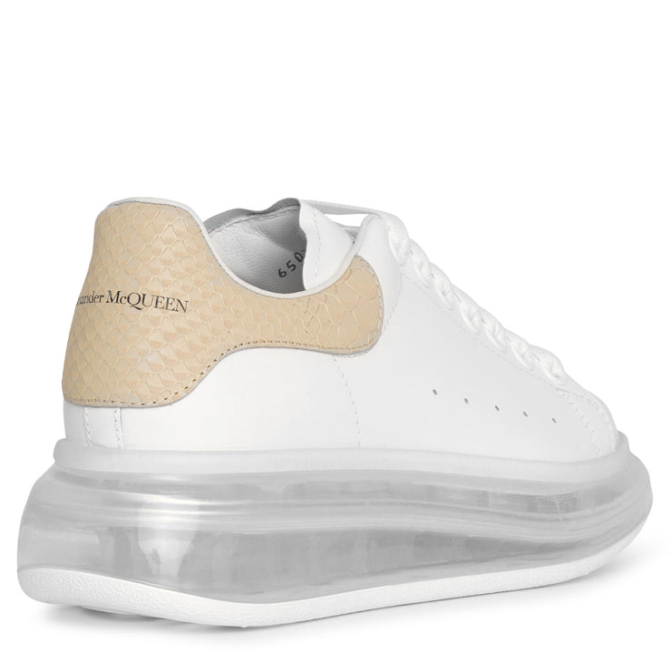 White and beige classic leather sneakers