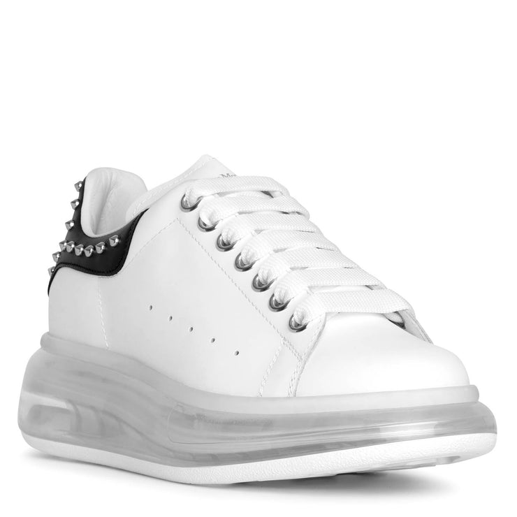 White and black studded classic sneakers