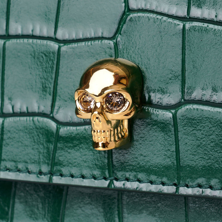 Alexander McQueen Small Skull Bag in Black Shiny Croc Embossed Calfskin -  SOLD