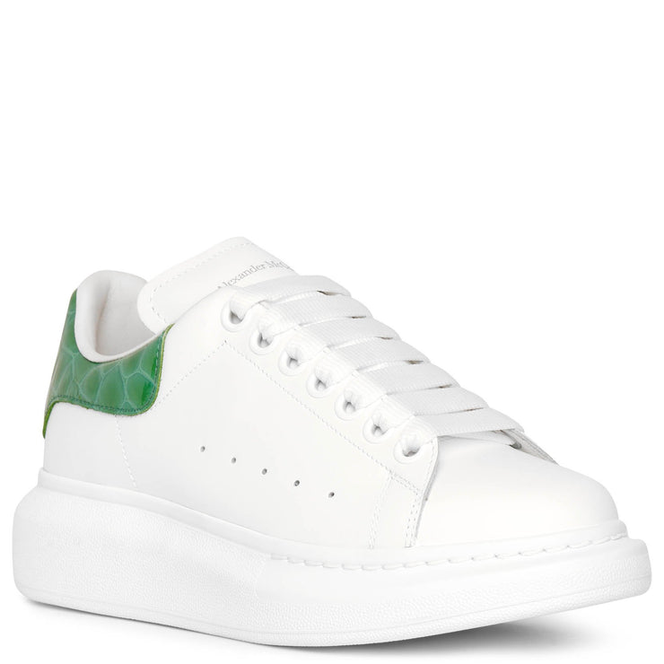 White and green embossed classic sneakers