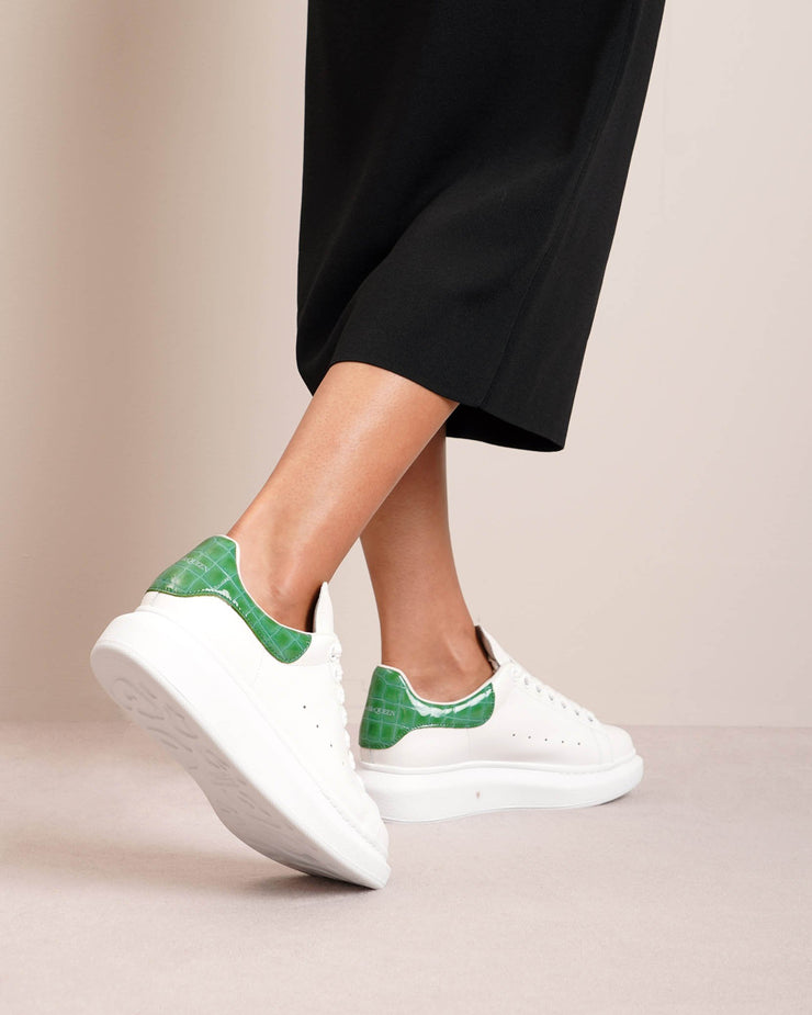 White and green embossed classic sneakers