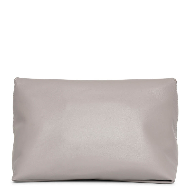 Sculptural grey leather pouch