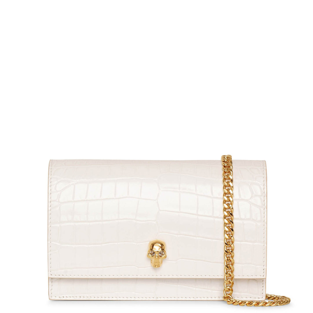 【関税&送料込】Alexander Mcqueen Borsa Skull Mini McQueen Mini Skull Jewel Croc-Embossed Crossbody Bag