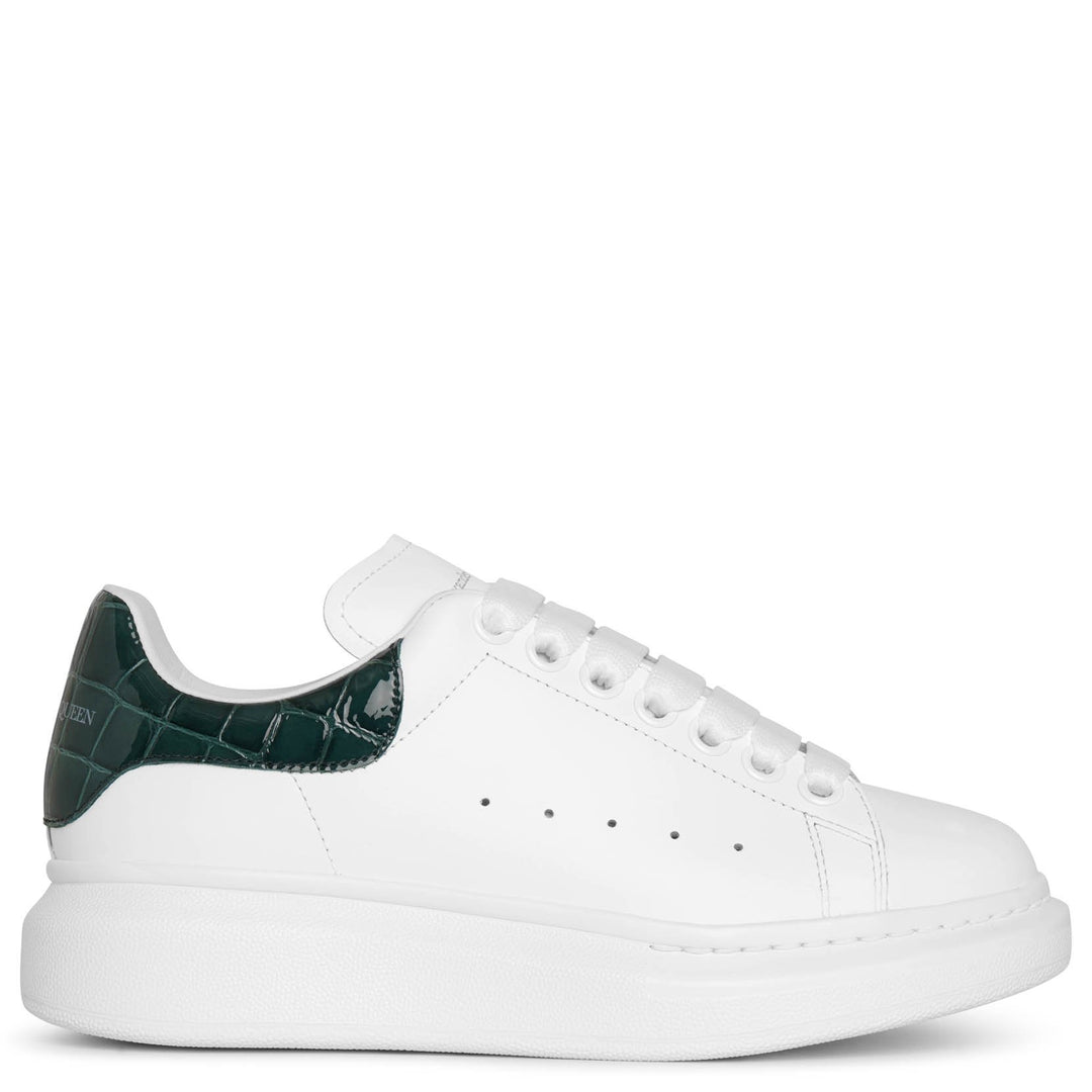 Alexander McQueen White and forest green embossed classic sneakers Savannahs