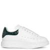 White and forest green embossed classic sneakers