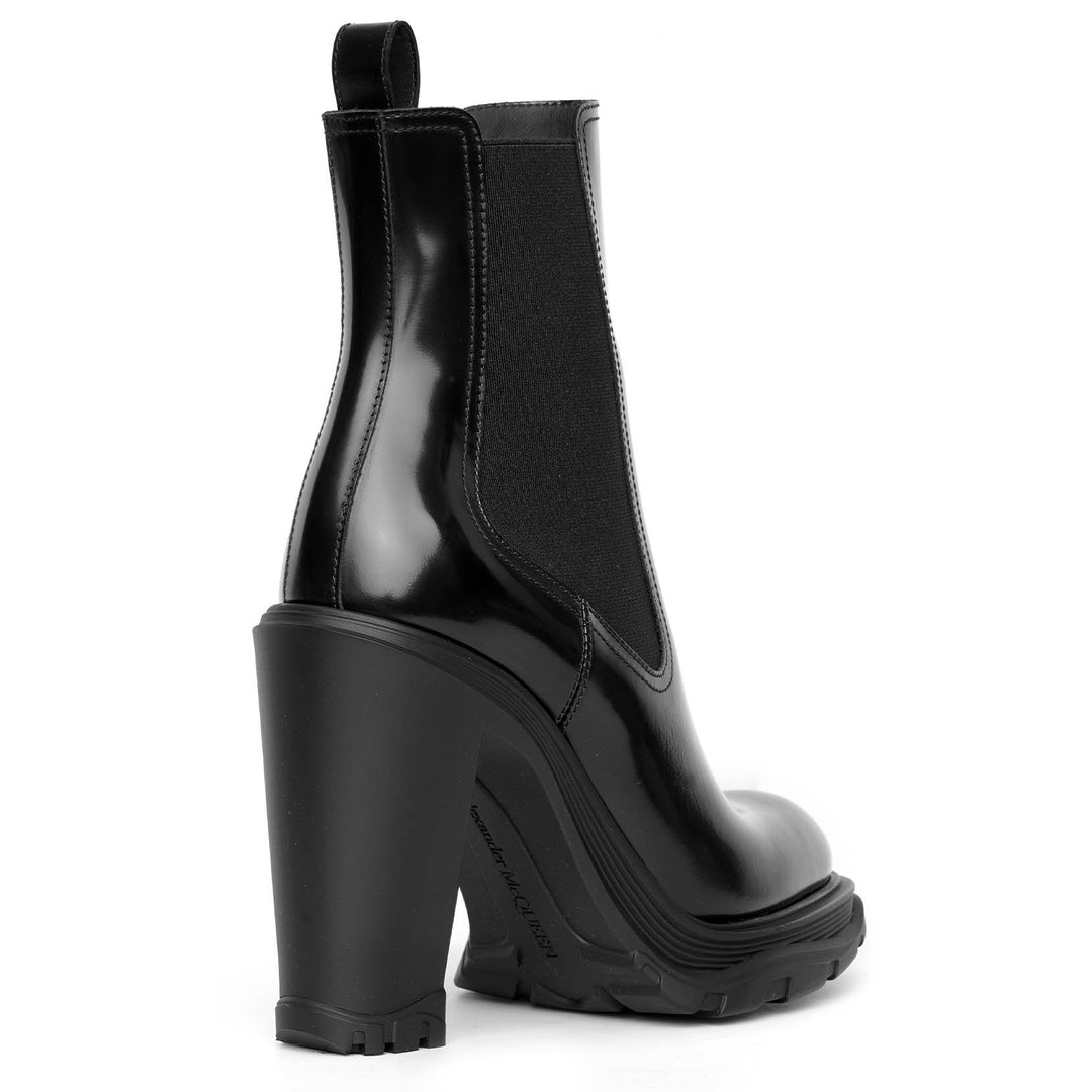 ブーツその他 Alexander Mcqueen Black Leather Chelsea Sofa Ankle Boots Chelsea Boots - Alexander Mcqueen - Leather - Black/ Silver